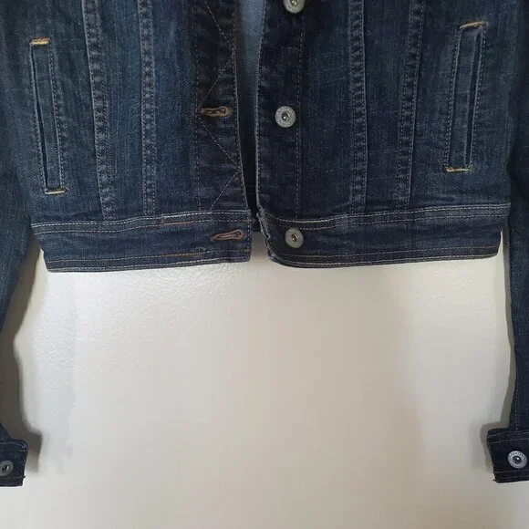 Arizona Jeans Dark Wash Juniors Crop Jean Jacket - Picture 4 of 6
